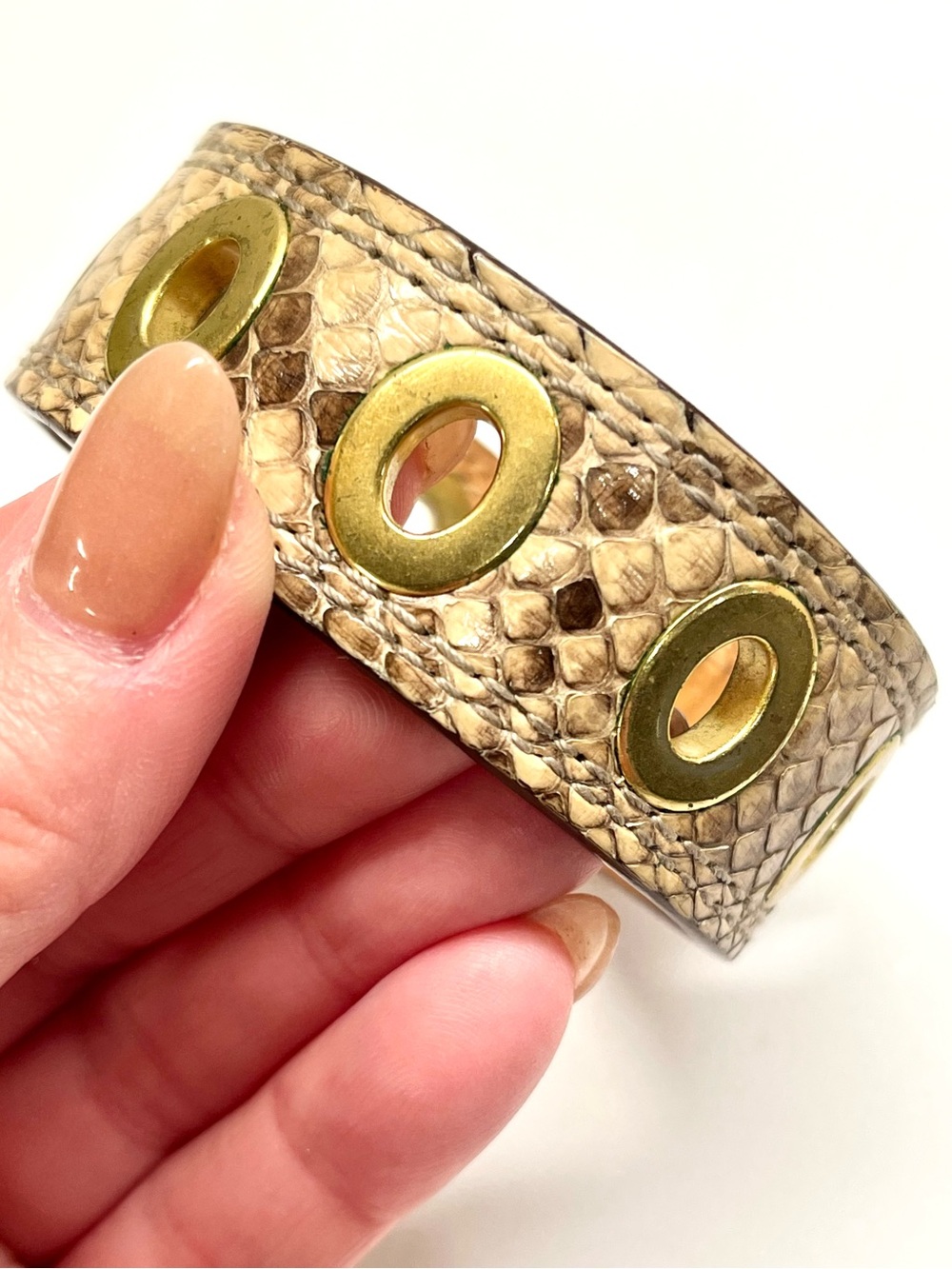 Coach Snakeskin with Grommets Bangle Bracelet EUC